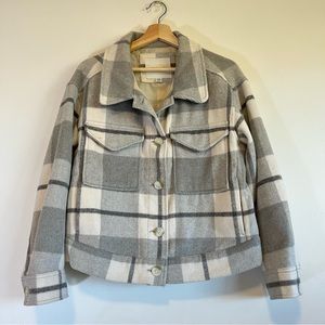 American Eagle Gray and White Plaid Jacket